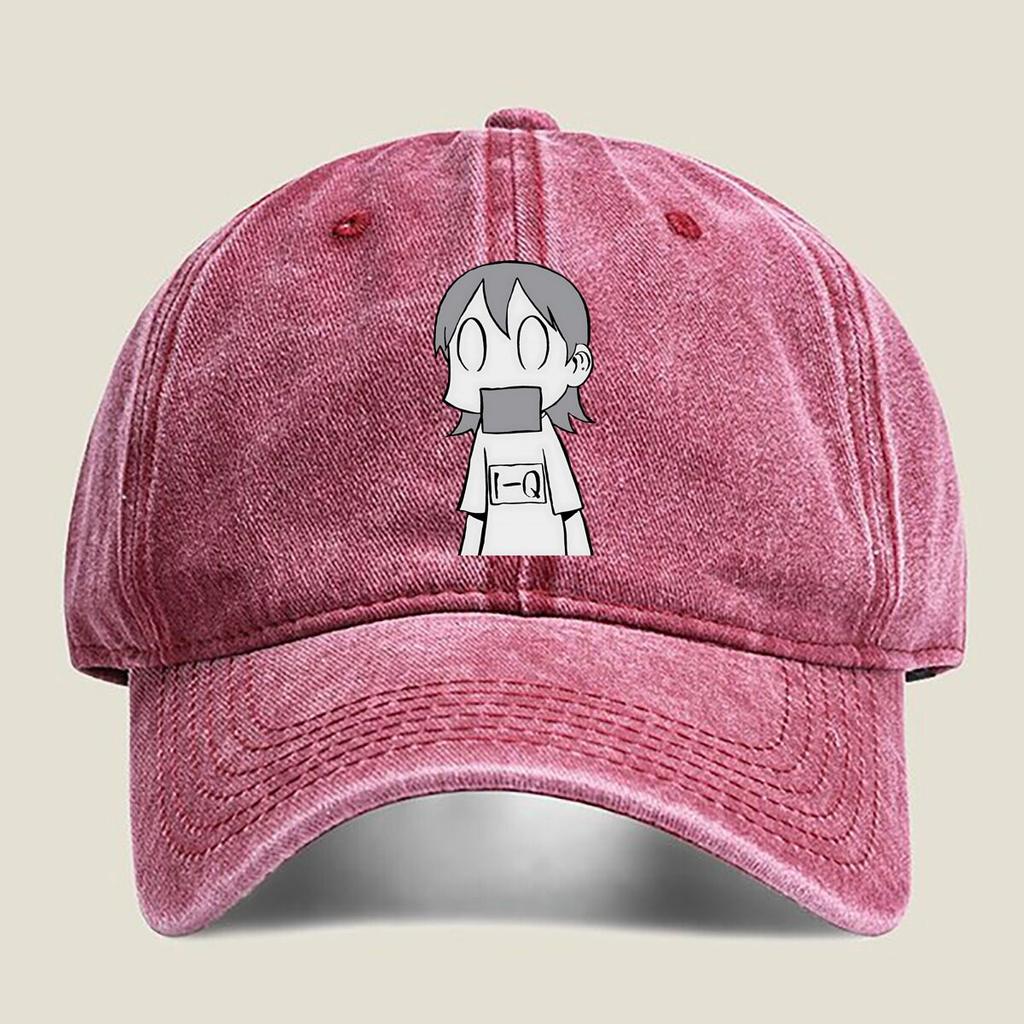 Cartoon Girl with Mask Fashion Washed Baseball Cap Hat Outdoor Activities
