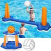 Inflatable Pool Volleyball Net Set with Basketball Hoop, Volleyball Net & Basketball Hoop,2-in-1 Floating Water Games for Adults,Backyard Water Sports