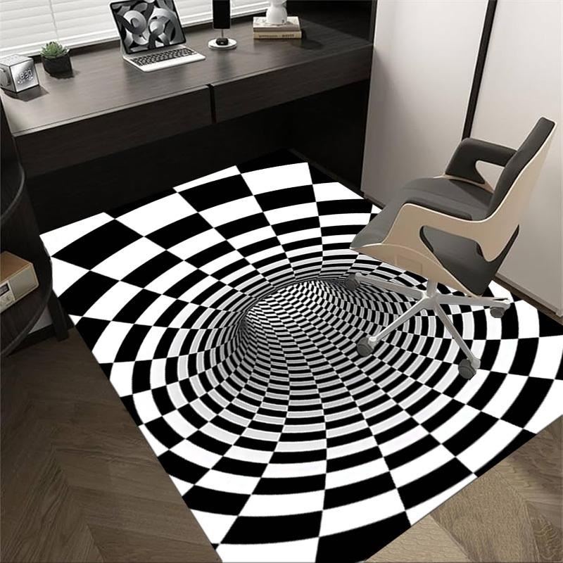 1 шт. Ковер с рисунком в клетку, Туннель, Экстра большой, Нескользящий, Для пола, Офиса, Семьи, Спальни, Студии, Большой ковер, Ковер для помещений, Яркие цвета