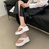 French Niche Seaside Vacation Toe Flip-flops Women's Thick Bottom Summer Muffin Slope Heel Outside Wearing Beach Cool Slippers