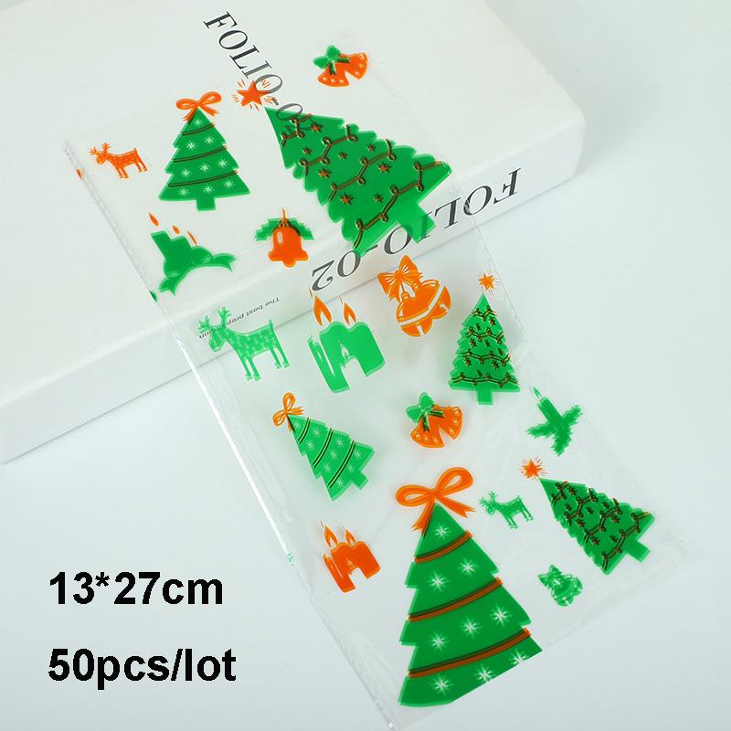 Хороший Новый год, ручная работа, 50 шт., упаковка для конфет, печенья, выпечка, Санта-Клаус, рождественские сувениры, детский целлофановый подарок на вечеринку