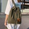 1 Pc Canvas School Bag Double Shoulder Drawstring Backpack Drawstring Pocket Portable Casual Backpack Unisex Travel Backpack
