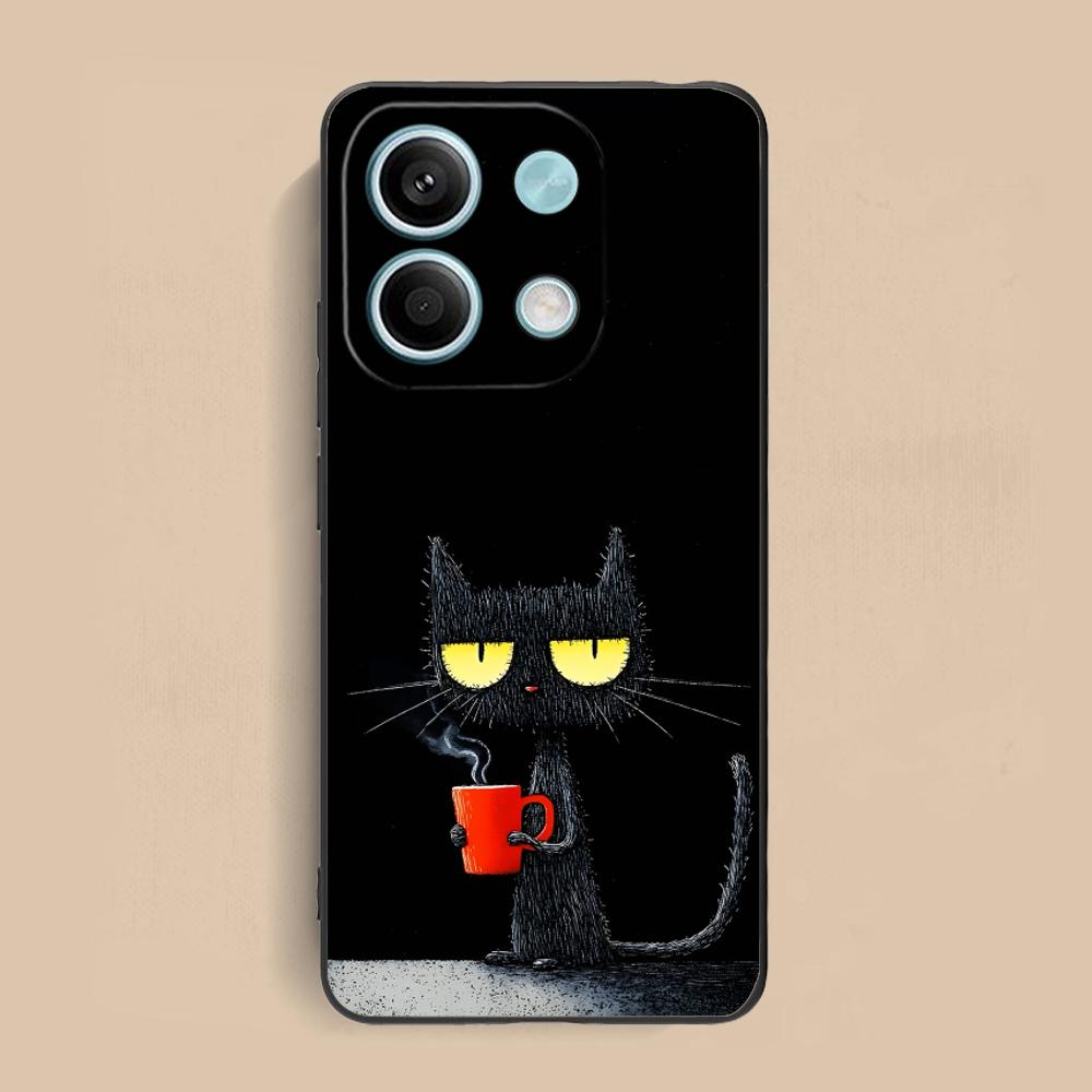 Милый Кофе-Кот Матовый ТПУ Чехол для Мобильного Телефона для Xiaomi Redmi 15 14 13 12 A5 3 2 1 C Plus 4G 5G Цветная Печать