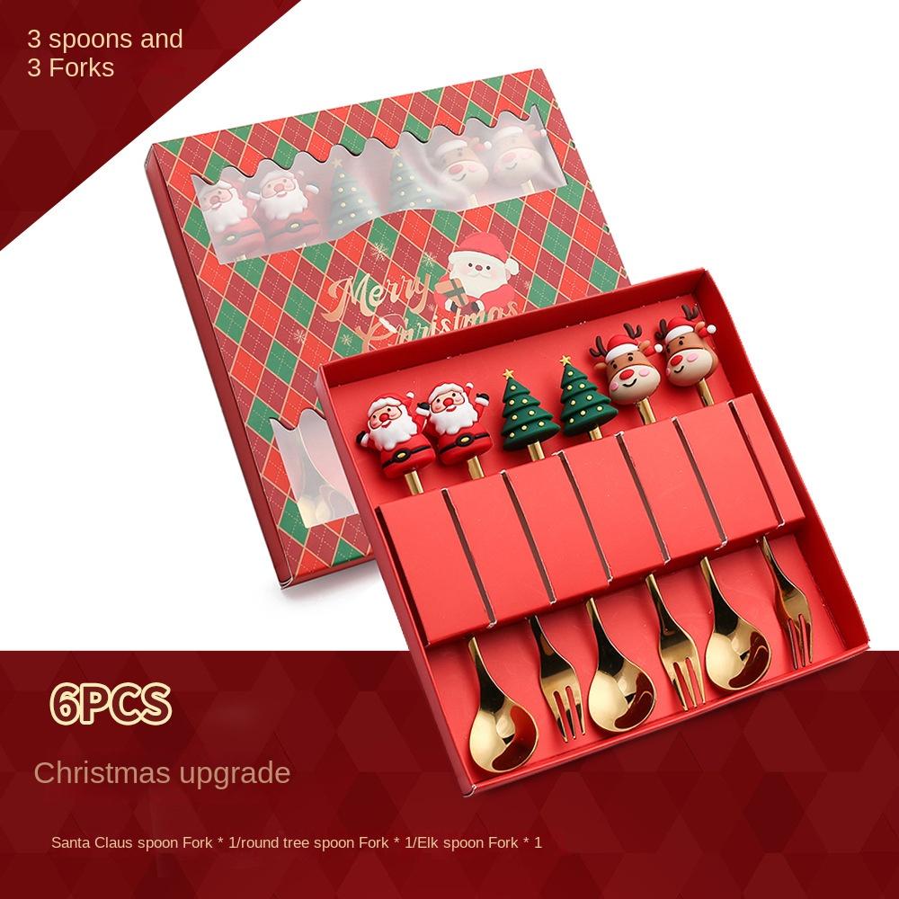 Рождественский набор ложка и вилка Десертная ложка и вилка Кофейная ложка Рождественский кулон ложка и вилка Подарочный набор Деда Мороза