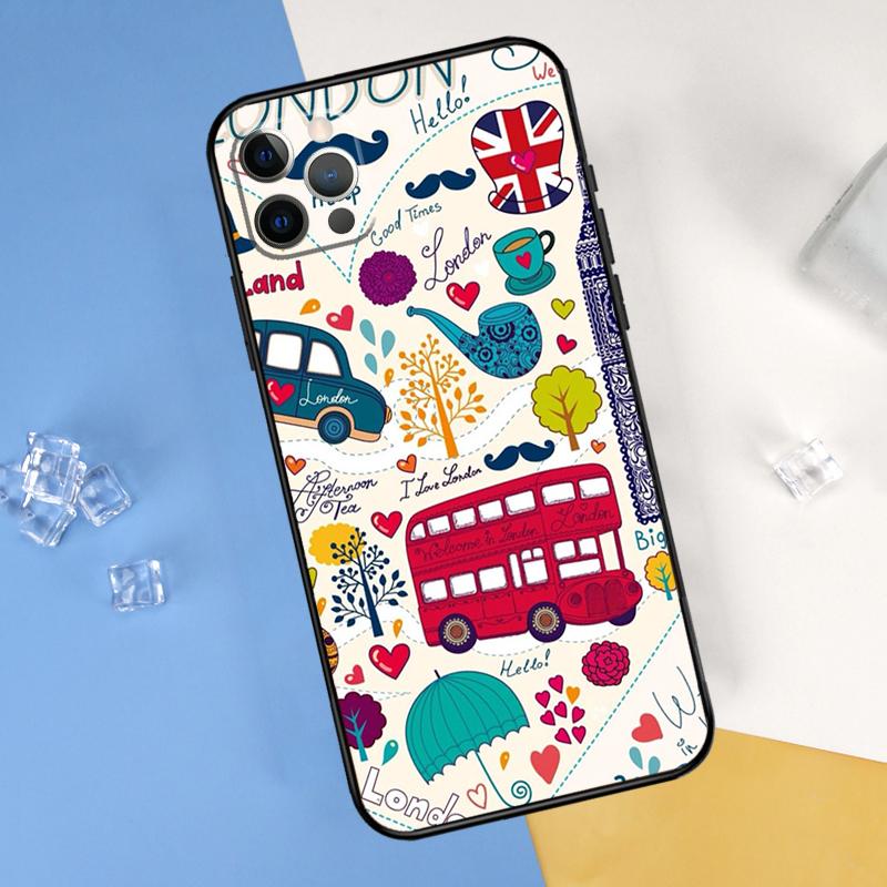 Лондонский Автобус Англия Биг Бен Чехол для Телефона Для iPhone 16 Pro 15 Pro 11 13 14 Pro Max 12 Mini XR 16 15 Plus 16e Чехол Оболочка
