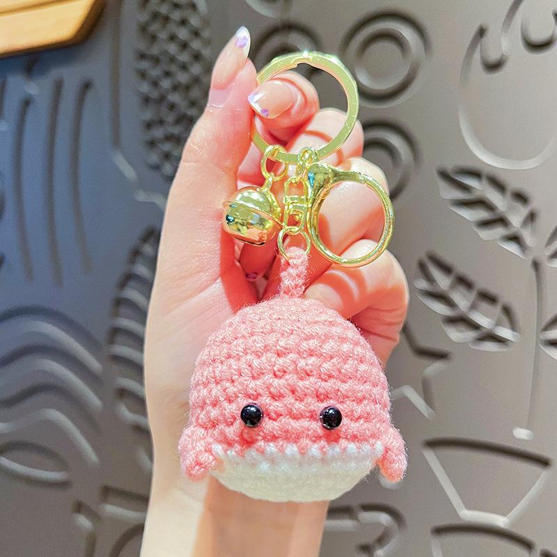 New Creative Wool Crocheted Small Whale Car Handmade Backpack Ornaments Couple Cute Bag Charm