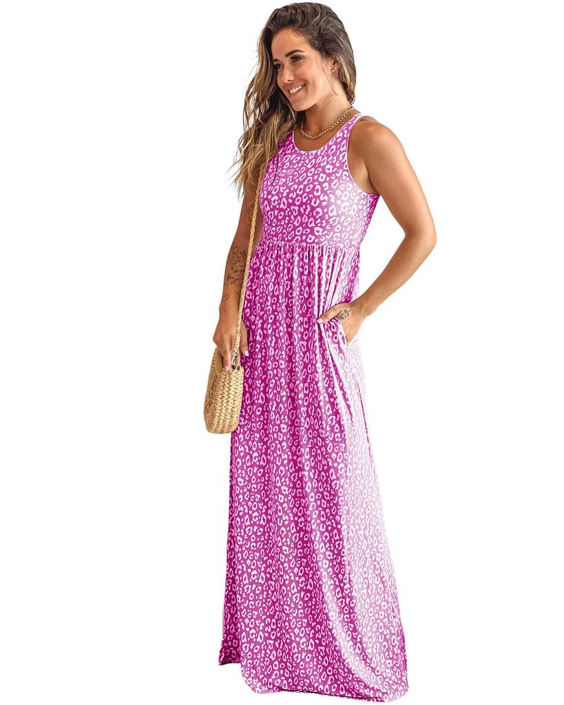 Azura Exchange Платье макси без рукавов с леопардовым принтом