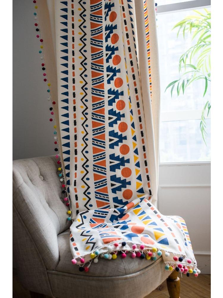 Напечатанные цветные шерстяные шары в стиле бохо-рустик с перекрестными краями для гостиной, спальни, эркера, столовой или кухни, бара