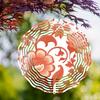 10 Inch Mandala Wind Spinner Metal Garden Decor with 360 Hook Intricate Orange Green Design for Balcony Yard Outdoor All Season