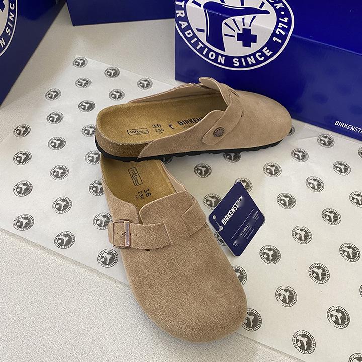 Унисекс BK Натуральная кожа Birkenstock Закрытый носок Ретро Мюли на пробковой подошве – Удобные и Универсальные.
