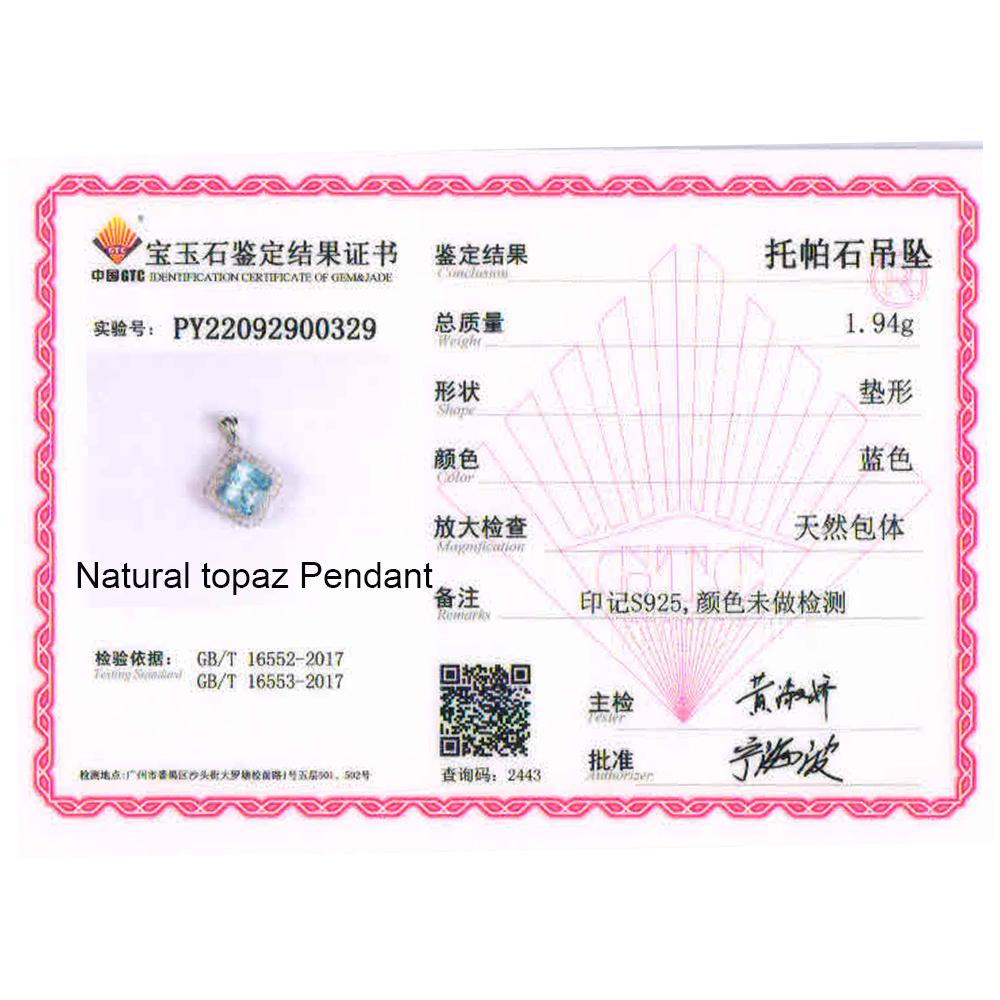 Natural Cushion Sky Blue Topaz Jewelry Set 925 Sterling Silver Ring Earring Pendant for Women Wife Nice Gift