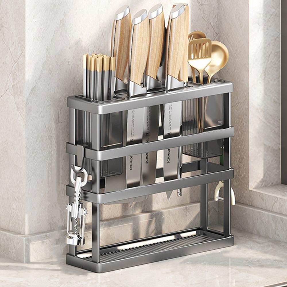 Large Capacity Utensil Drying Rack Carbon Steel Pot Lid Stand Cutting Board Holder for Kitchen