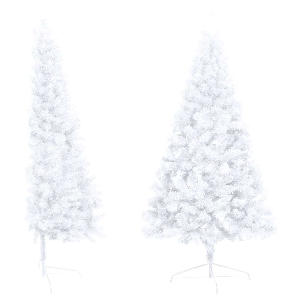 Artificial Half Christmas Tree with Lights and Baubles White 150 cm