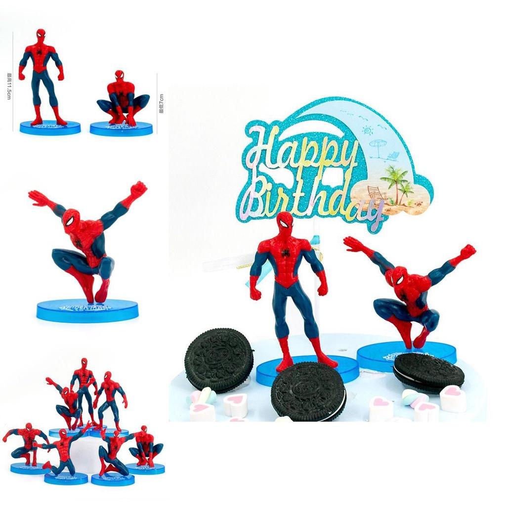 Marvel Spiderman 7pcs Mini Figures Pvc Miniatures Desktop Cake Decoation Topper