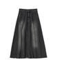 AWESOME STUDIO Flare Maxi Long Denim Skirt Black