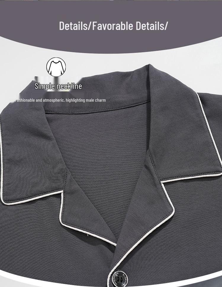 Мужская пижама из хлопка с длинным рукавом на 2024 год - Весенне-осенний комплект домашней одежды для мальчиков-подростков