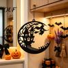 Halloween Witch Decoration Metal Decoration, Hollow Castle Hanging Ornament, Broom Holiday Ornament Table Sign for Party Haunted House Decor Spooky