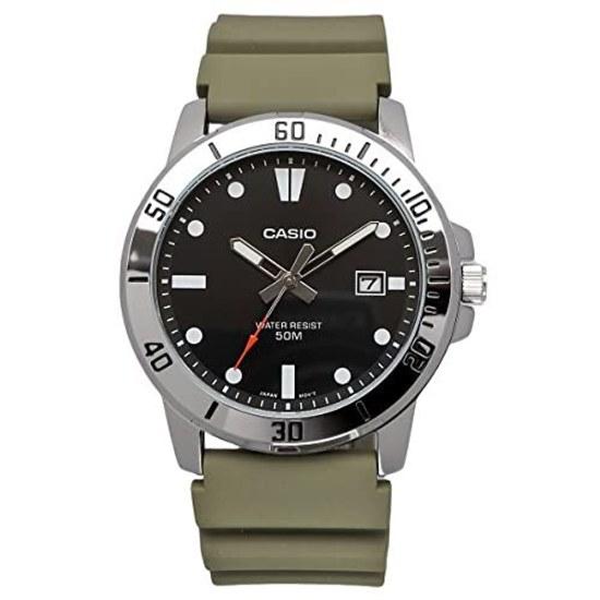 CASIO Стандартные Аналоговые Кварцевые Мужские Часы MTP-VD01-3EV Военный Оливковый Зарубежная Модель