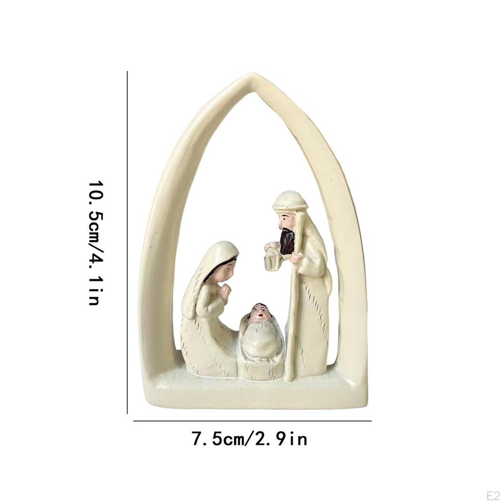 Holy Family Statue White Collection Religious Decorative Tabletop Ornament Sculpture for Office