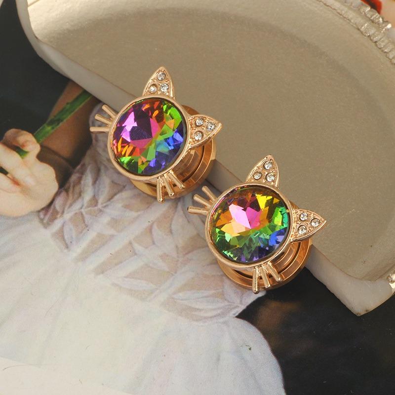 1 пара нержавеющая сталь кошка пирсинг пирсинг пирсинг панк хрустальные серьги пирсинг украшения для пирсинга