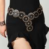 Zinc Zinc Alloy Rivet Wide Belt Y2k Concho Waistband Fashion Disc PU Hollow Belt Festival