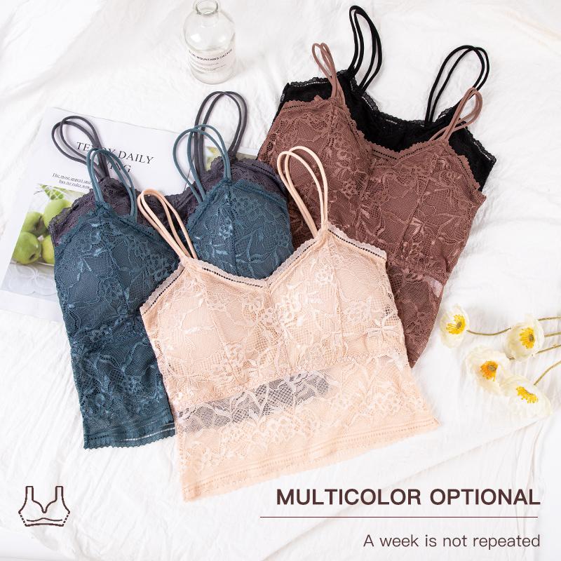 Модный женский кружевной топ без рукавов больших размеров без бюстгальтера на косточках, короткий бюстгальтер для спортзала, нижнее белье для спортзала, кружевной бюстгальтер с цветочным принтом, 5 цветов