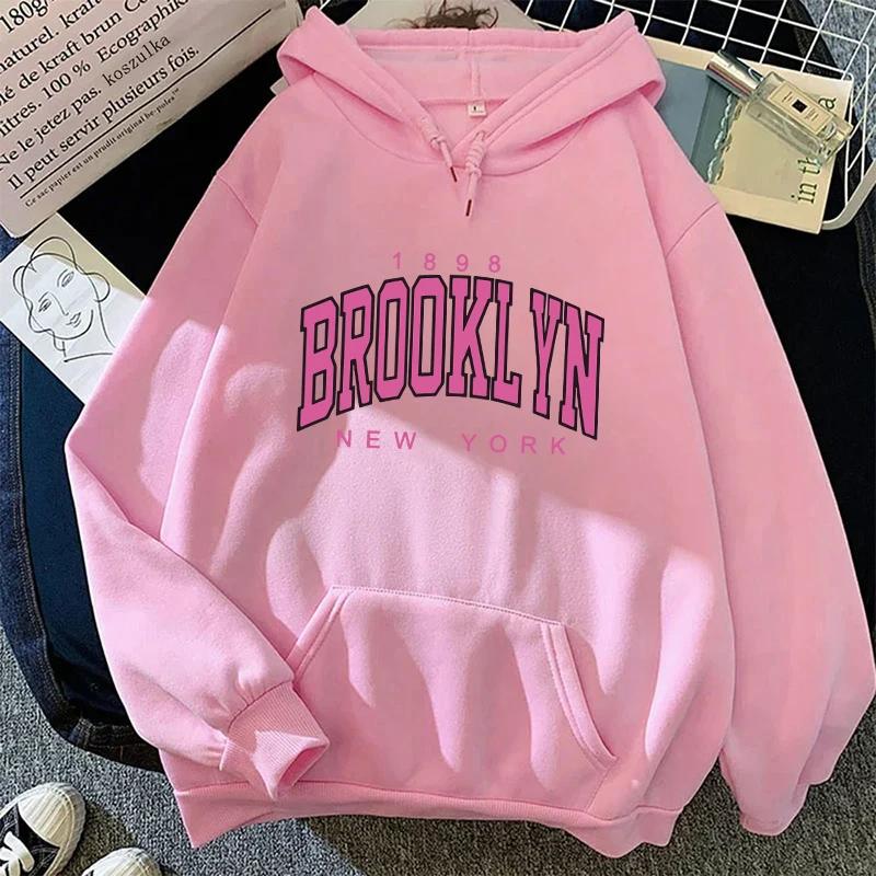 Brooklyn Fashion Hoodie for Woman All Season Daily Casual Sport Hooded Longsleeve Pullover Girls Home Outdoor Comfort Sweatshirt