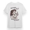 Women's Oversize T-shirt With Better Late Than Ugly Graphic White Cotton Tee