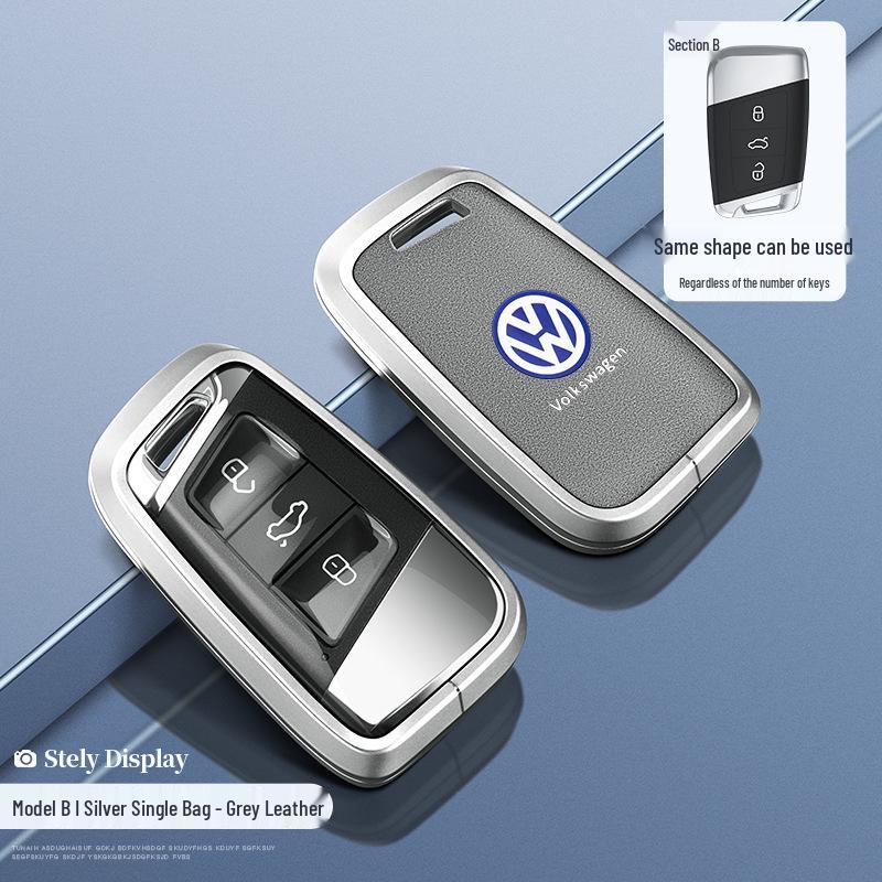 Складной ключ-брелок Volkswagen стиль B с кнопкой запуска для Tayron, Tuyue, Teramont X, Tiguan X - Полное покрытие, Невыдвижной