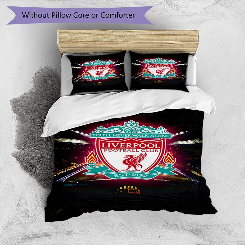3pcs Duvet Cover Set (1*Duvet Cover + 2*Pillowcase, Without Core),Liverpool F.C Print Bedding Set, Bedroom Decor, All‑Season, Birthday Gift