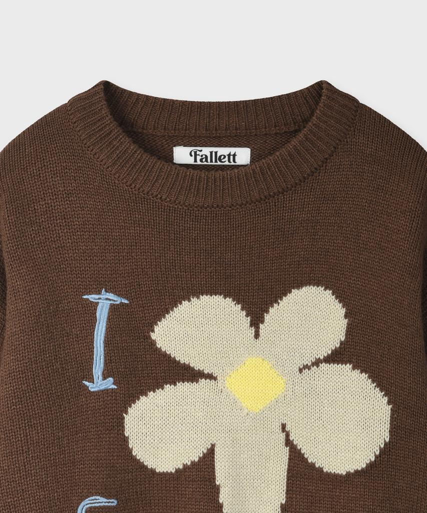 FALLETT Drawing Flower Knit Brown