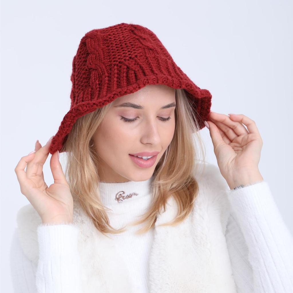 Женская осенне-зимняя шерстяная шляпа-горшок, студенческая вязаная теплая водонепроницаемая рыбацкая шапка