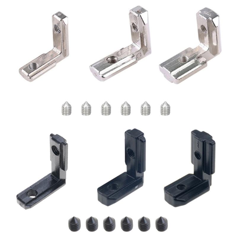10pcs L Shape Angle Brackets Inner Corner Connectors with Fastening Screws Structural Support Holder for T Slot Profiles