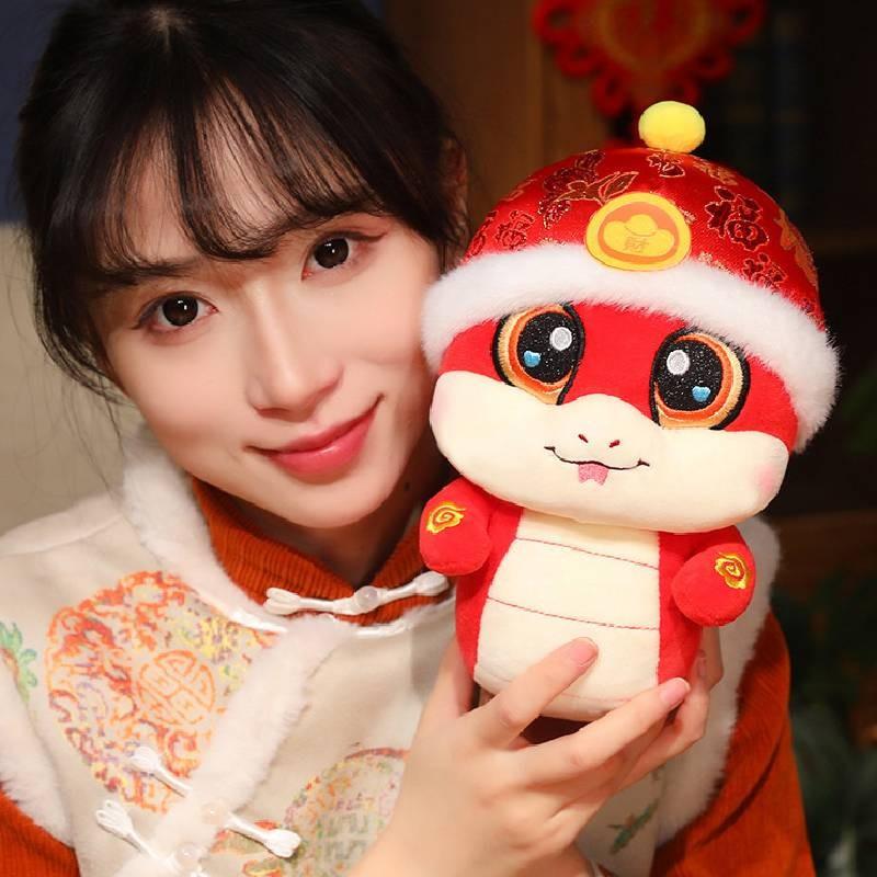Snake Toys Plush Hat Cartoon Animals Fill Doll Mascot Toy Gift New Garnish Year