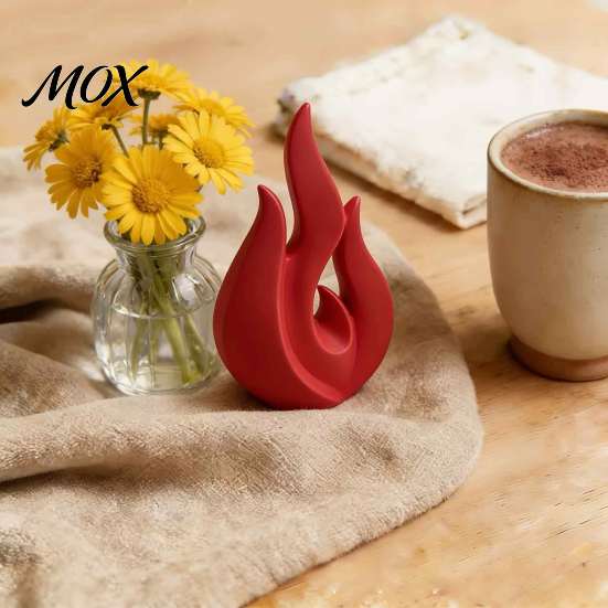 Modern Abstract Sculpture 3D Printed Flame Sculpture, Matte Red Hollow Statue, Creative Home Decoration Minimalist Art Desktop Ornament for