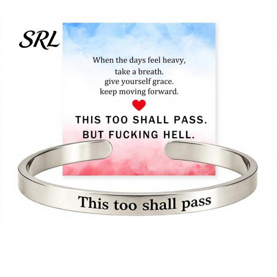 Simple Design Cuff Bracelet This Too Shall Pass Mantra Bracelet, Hidden Message Engarved Fashionable Color Bracelets Inspirational Bangle Adjustable