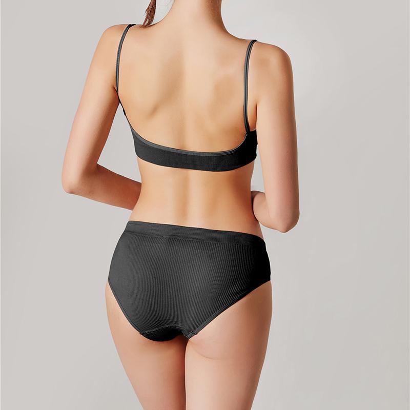 Модный бесшовный комплект с бюстгальтером, женские трусики + беспроводной бюстгальтер, комплект нижнего белья, базовый укороченный топ, трусы на бретельках, интимное нижнее белье, костюм