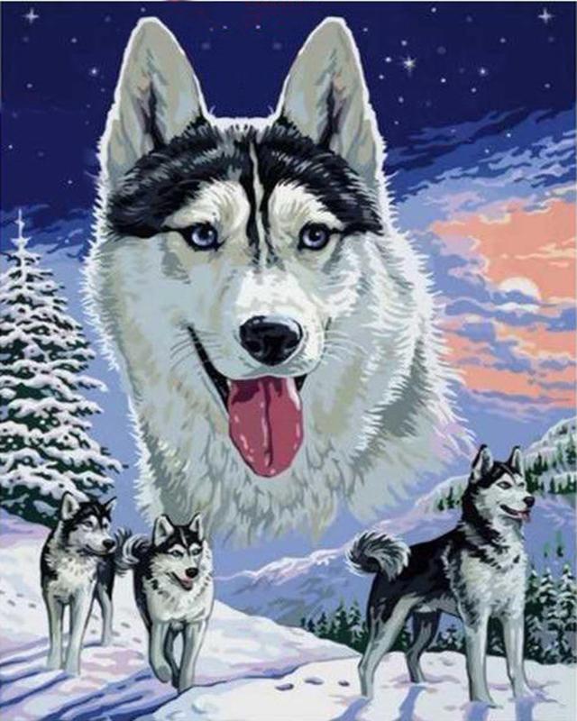 5D DIY Алмазная картина Волк Ремесло Полный квадрат Алмазная вышивка Животный пейзаж Вышивка крестом Горный домашний декор