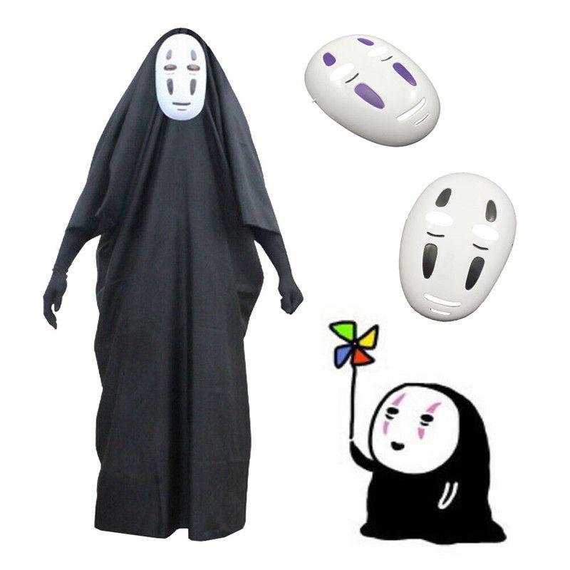 Костюм для косплея Человек Без Духовного Лица Одежда Длинная Мантия Маска Перчатки Полный Комплект