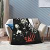 Saw Horror Movie Fashion Blanket Cover Funny Halloween Jigsaw Flannel Throw Fashion Blankets Home Couch Printed Soft Warm Bedspreads Breatha