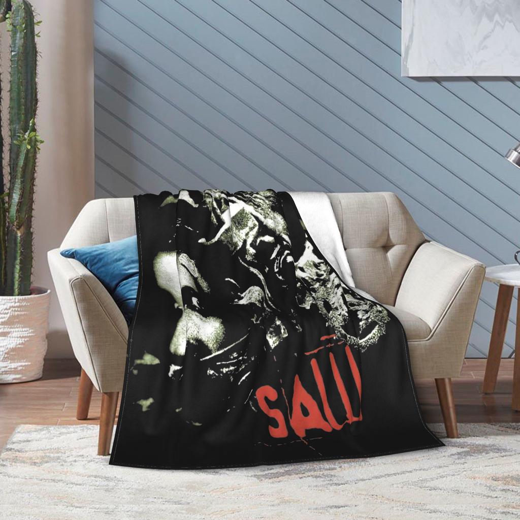 Saw Horror Movie Fashion Blanket Cover Funny Halloween Jigsaw Flannel Throw Fashion Blankets Home Couch Printed Soft Warm Bedspreads Breatha