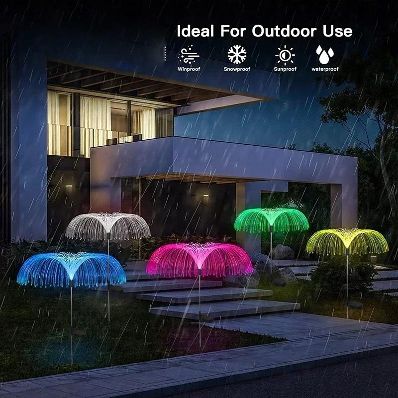1 шт. Солнечный оптоволоконный светильник-медуза, наружный водонепроницаемый 1/2/3/5 слоев для дорожки, улицы, лужайки, патио, наружного декора