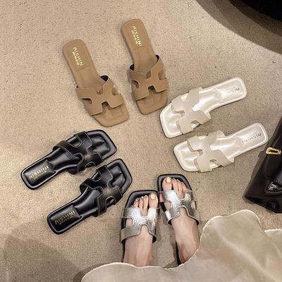 Летняя верхняя одежда с открытым носком h тапочки 2025 новые модные женские легкие роскошные сандалии на плоской подошве обувь прилив