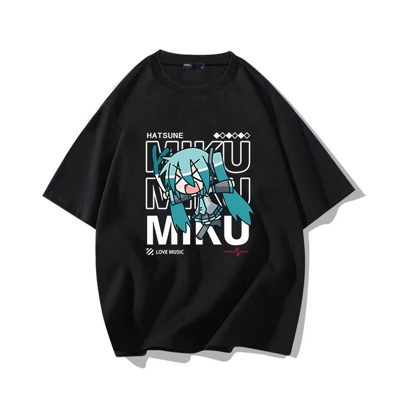 Мужская свободная хлопковая футболка с коротким рукавом для подростков Diva Miku Hatsune