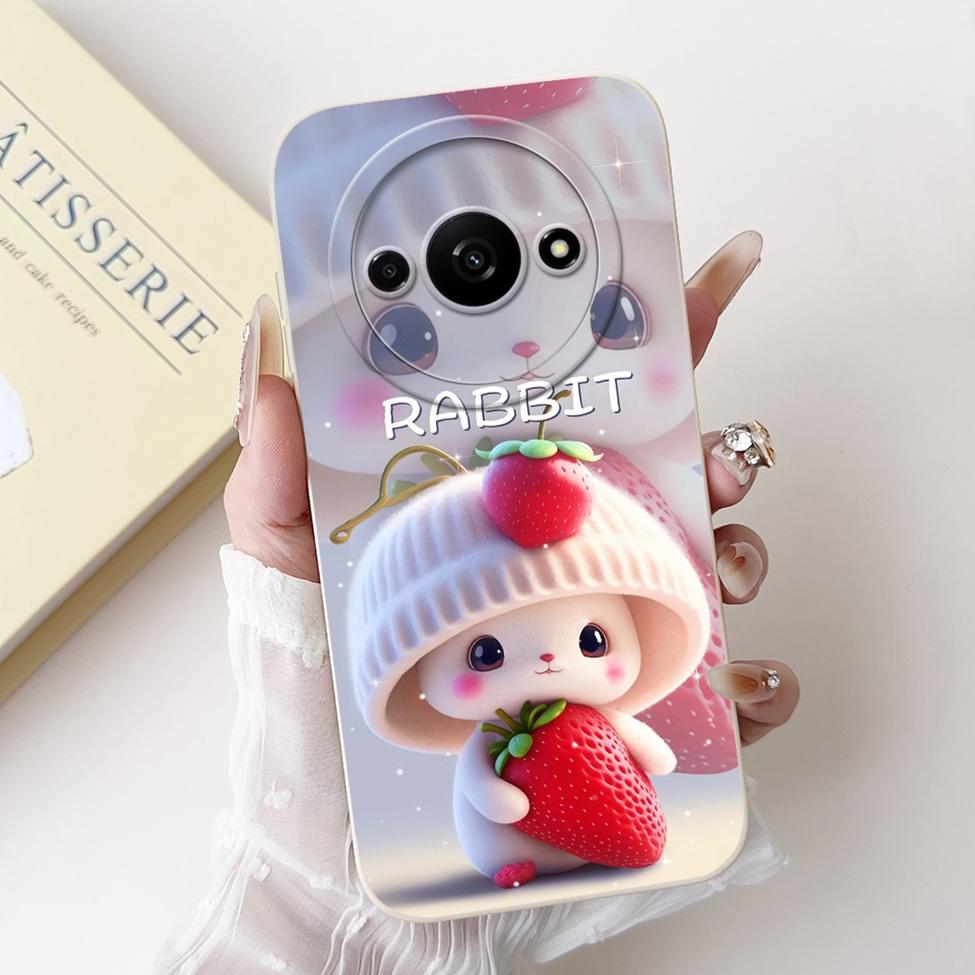 For Redmi A3 4G Phone Case For Xiaomi Poco C61 Cover Silicone Luxury Fashion Flowers Kawaii Cute Cat Painted Shockproof Bumper