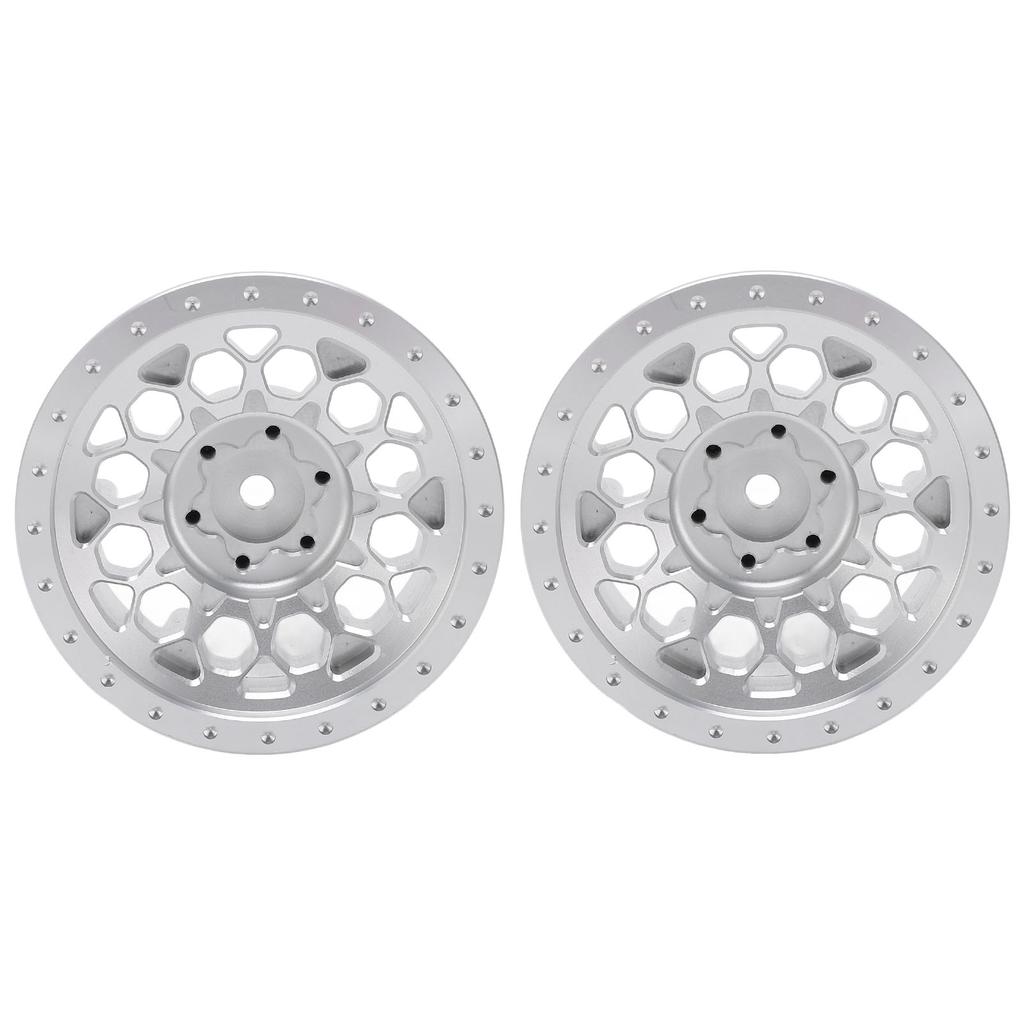 2pcs RC Wheel Hub Rim Professional Aluminum Alloy Wheel Hub Set for Axial SCX6 1 6 RC Car Silver
