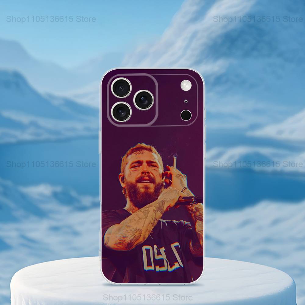 Чехол P-Post M-Malone Певец Для iPhone X,14,16,Mini,XS,SE,12,15,Pro,17,Plus,11,Max,13,XR,Прозрачный Мягкий Чехол