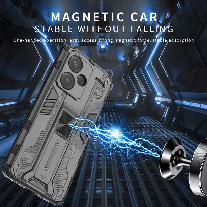 Регулируемый защитный чехол с подставкой для Xiaomi Poco F6 Pro 5G F5 X6 X5 M6 Pro, чехол с магнитным держателем, чехол Fundas Capa