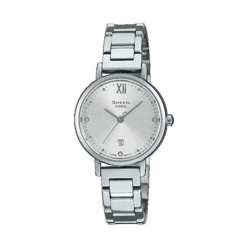 Casio Мужские аналоговые кварцевые часы из нержавеющей стали SHE-4540D-7A, водонепроницаемость 50 м