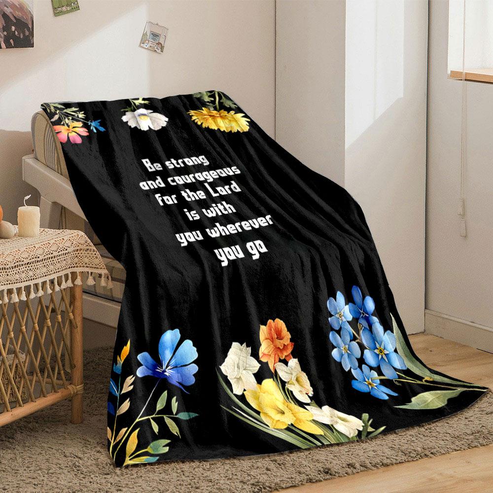 Floral Bible Verse Blanket Printed Blanket for Living Room Bed Couch lunch break Soft Cozy Blanket for Friend's festival Gift